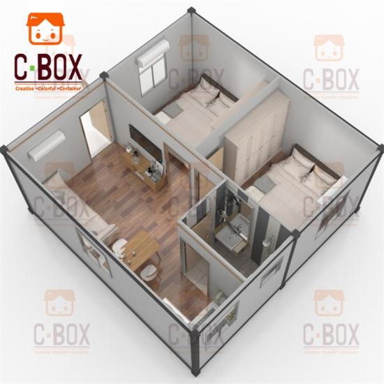2 rooms container house